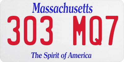 MA license plate 303MQ7