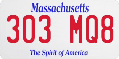 MA license plate 303MQ8
