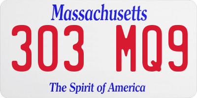 MA license plate 303MQ9