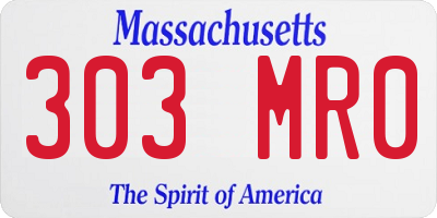 MA license plate 303MR0