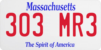 MA license plate 303MR3
