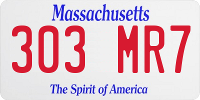 MA license plate 303MR7