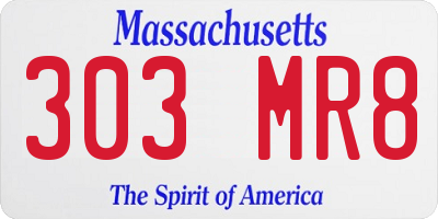 MA license plate 303MR8
