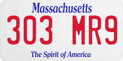 MA license plate 303MR9
