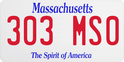 MA license plate 303MS0
