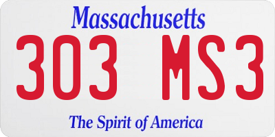 MA license plate 303MS3