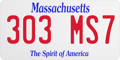 MA license plate 303MS7