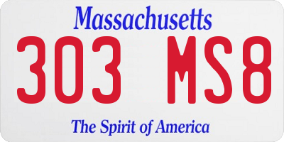 MA license plate 303MS8