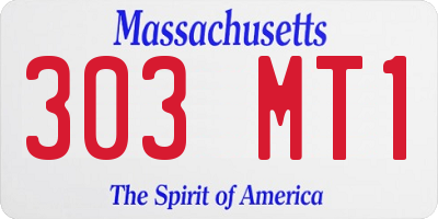 MA license plate 303MT1