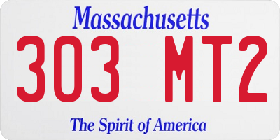 MA license plate 303MT2