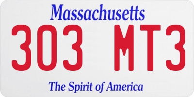 MA license plate 303MT3