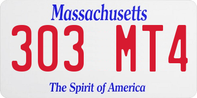 MA license plate 303MT4