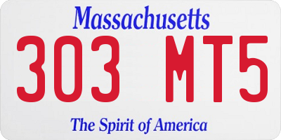 MA license plate 303MT5