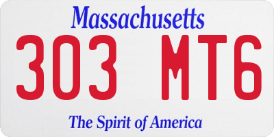 MA license plate 303MT6