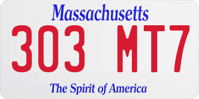 MA license plate 303MT7