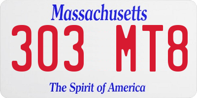 MA license plate 303MT8