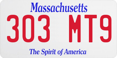 MA license plate 303MT9
