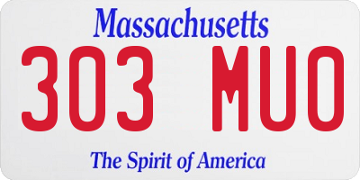 MA license plate 303MU0