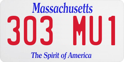 MA license plate 303MU1