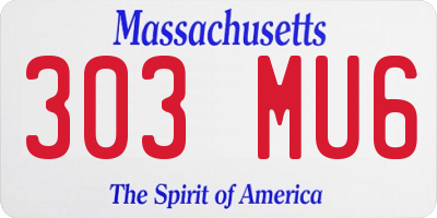 MA license plate 303MU6