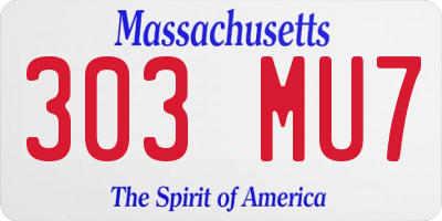 MA license plate 303MU7