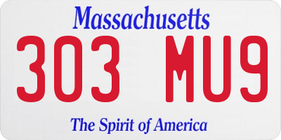 MA license plate 303MU9