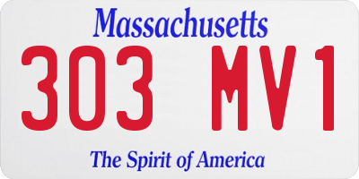 MA license plate 303MV1