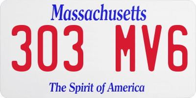 MA license plate 303MV6