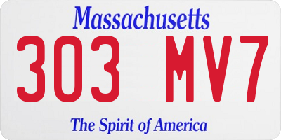 MA license plate 303MV7