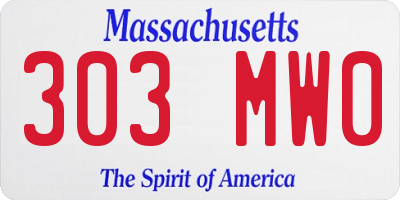 MA license plate 303MW0