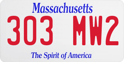 MA license plate 303MW2