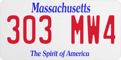 MA license plate 303MW4