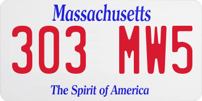 MA license plate 303MW5