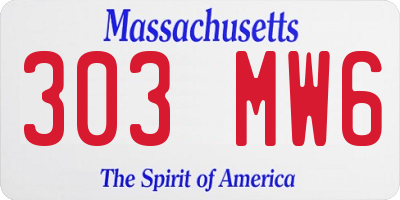 MA license plate 303MW6