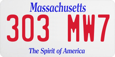 MA license plate 303MW7