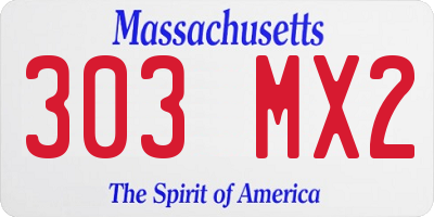 MA license plate 303MX2