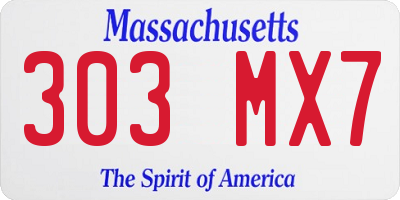 MA license plate 303MX7