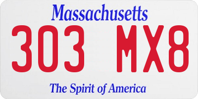 MA license plate 303MX8