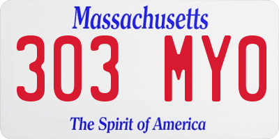 MA license plate 303MY0