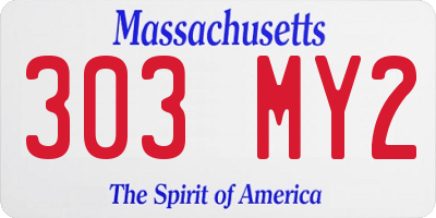 MA license plate 303MY2