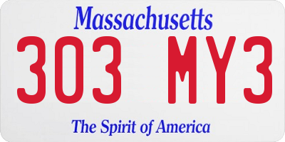 MA license plate 303MY3