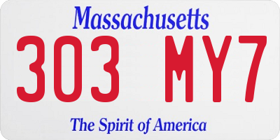 MA license plate 303MY7
