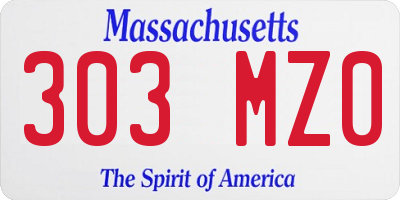 MA license plate 303MZ0