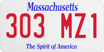 MA license plate 303MZ1