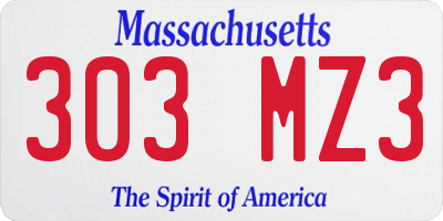 MA license plate 303MZ3