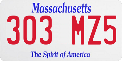 MA license plate 303MZ5