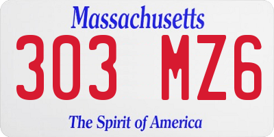 MA license plate 303MZ6