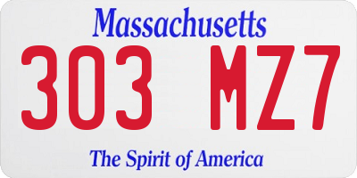 MA license plate 303MZ7