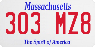 MA license plate 303MZ8