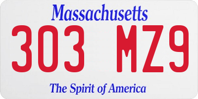 MA license plate 303MZ9